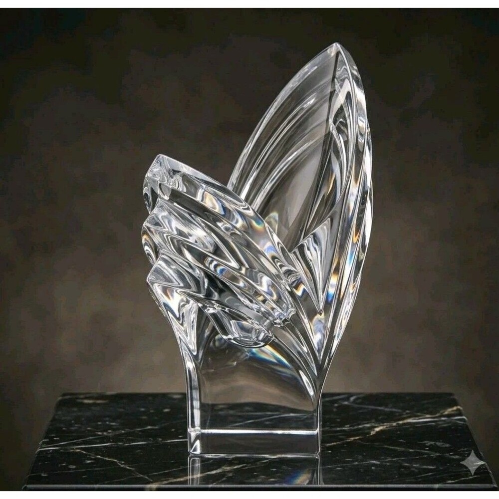 Vintage Mikasa Lead Crystal Chevron Taper Candle Holder Art Deco 5” Germany